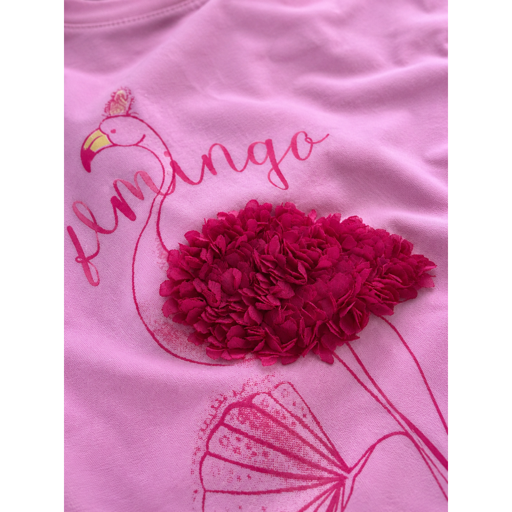  Καλοκαιρινό Σετ Κορίτσι Flamingo με Ροζ T-Shirt & Σορτς