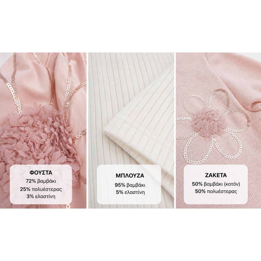 Σετ Κοριτσιού “Powder Rose Elegance” – 3 Τεμάχια