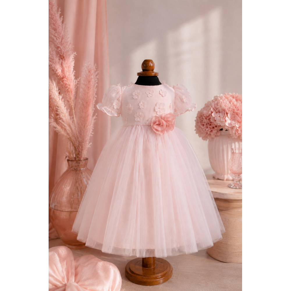 Επίσημο Καλοκαιρινό Φόρεμά για κορίτσια Couture  με 3D Λουλούδια