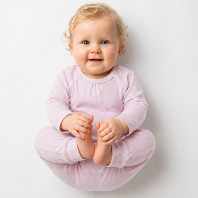 Baby Bunny Soft Pink Σετ – Βαμβακερό Body & Κολάν (9–24 μηνών)