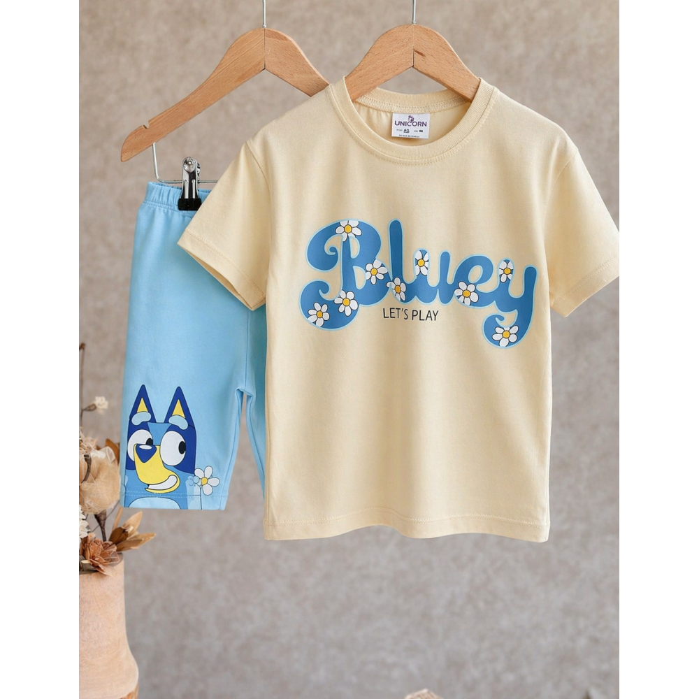 Καλοκαιρινό Παιδικό Σετ Κορίτσι Bluey Μπλούζα & Κολάν Σορτς 2-8 Ετών
