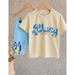 Καλοκαιρινό Παιδικό Σετ Κορίτσι Bluey Μπλούζα & Κολάν Σορτς 2-8 Ετών