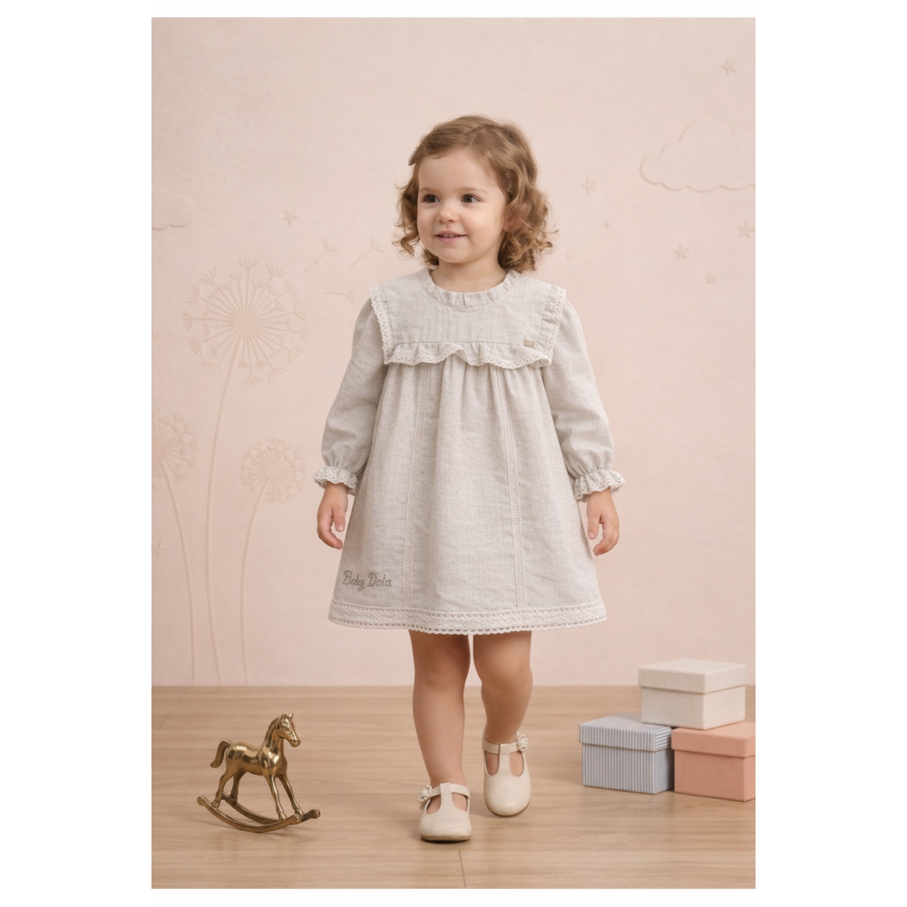 Βρεφικό Φόρεμα με Δαντέλα & Βρακάκι Σετ Baby Dola