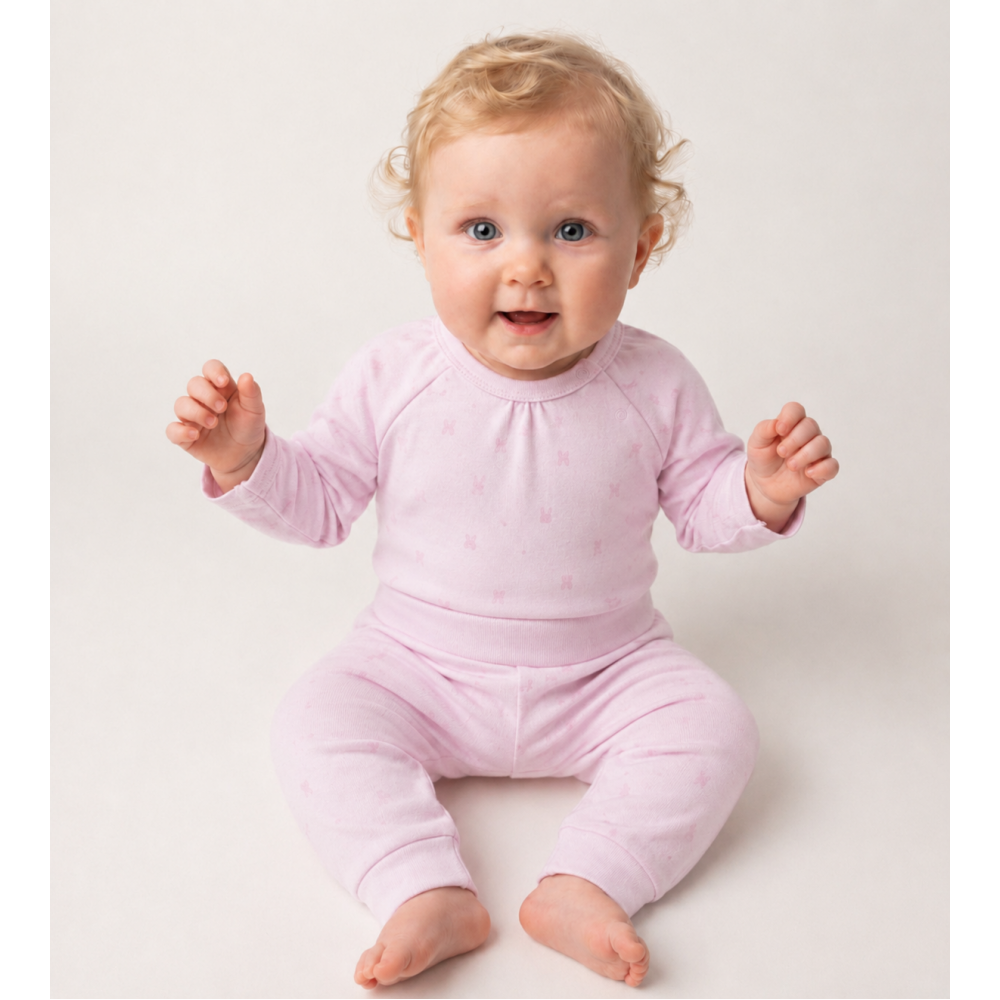 Baby Bunny Soft Pink Σετ – Βαμβακερό Body & Κολάν (9–24 μηνών)