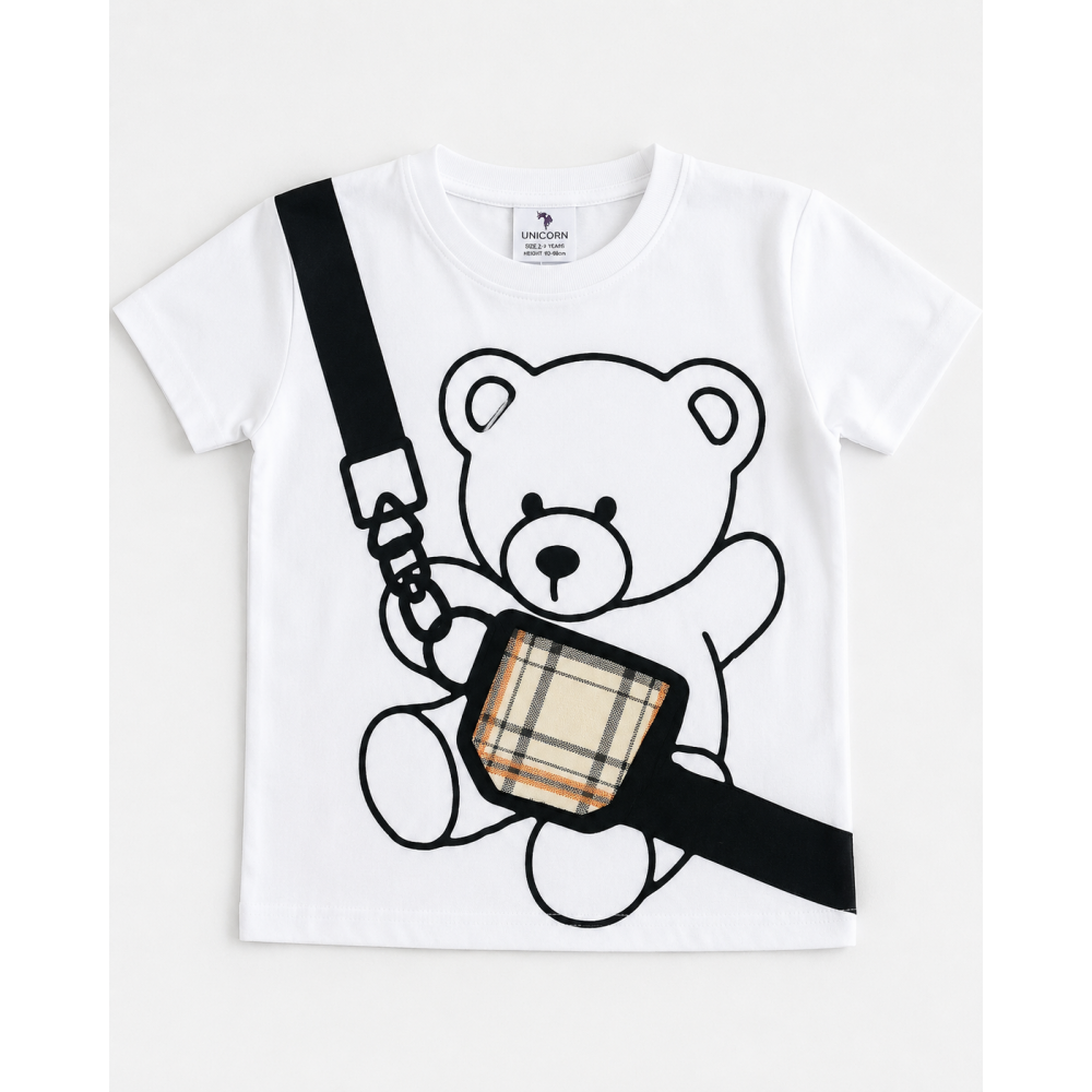 Καλοκαιρινό Παιδικό Σετ Αγόρι Teddy Bear Μπλούζα & Καρό Σορτς με Τσέπες 2-8 Ετών