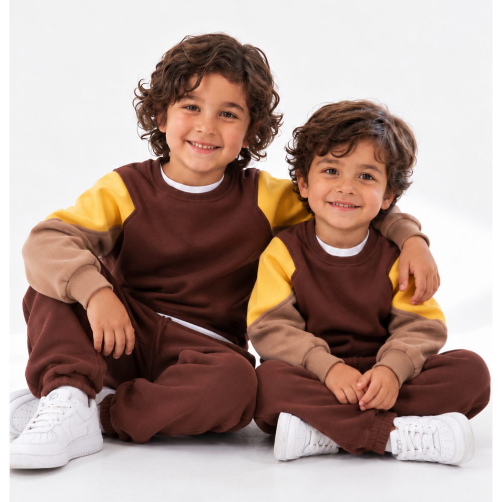Παιδική Φόρμα Unisex Καφέ-Κίτρινο | Αγόρι & Κορίτσι 3-7 Ετών