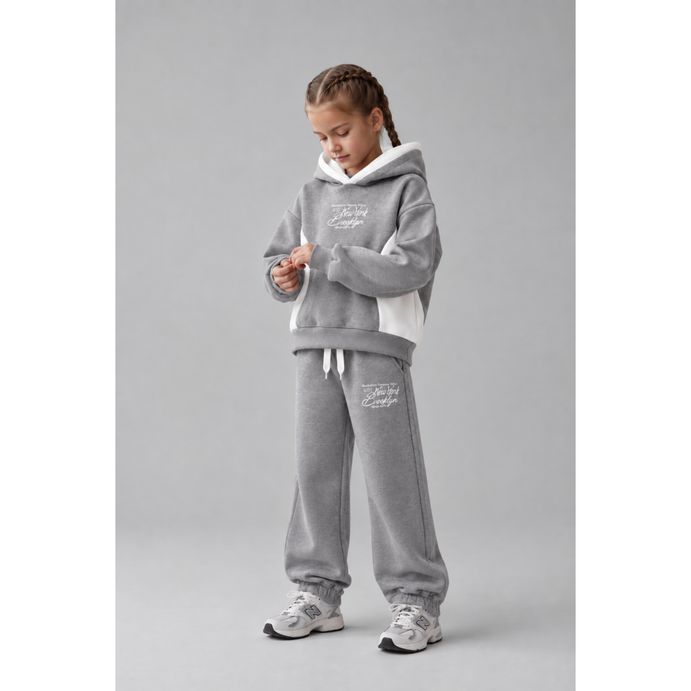 Παιδικό Χειμερινό Σετ Φόρμας Unisex Brooklyn Γκρι 8-12 Ετών