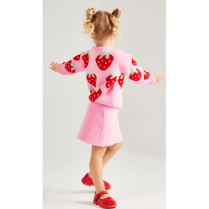 Πλεκτό Σετ Κοριτσιού Strawberry Pink – Μπλούζα & Φούστα