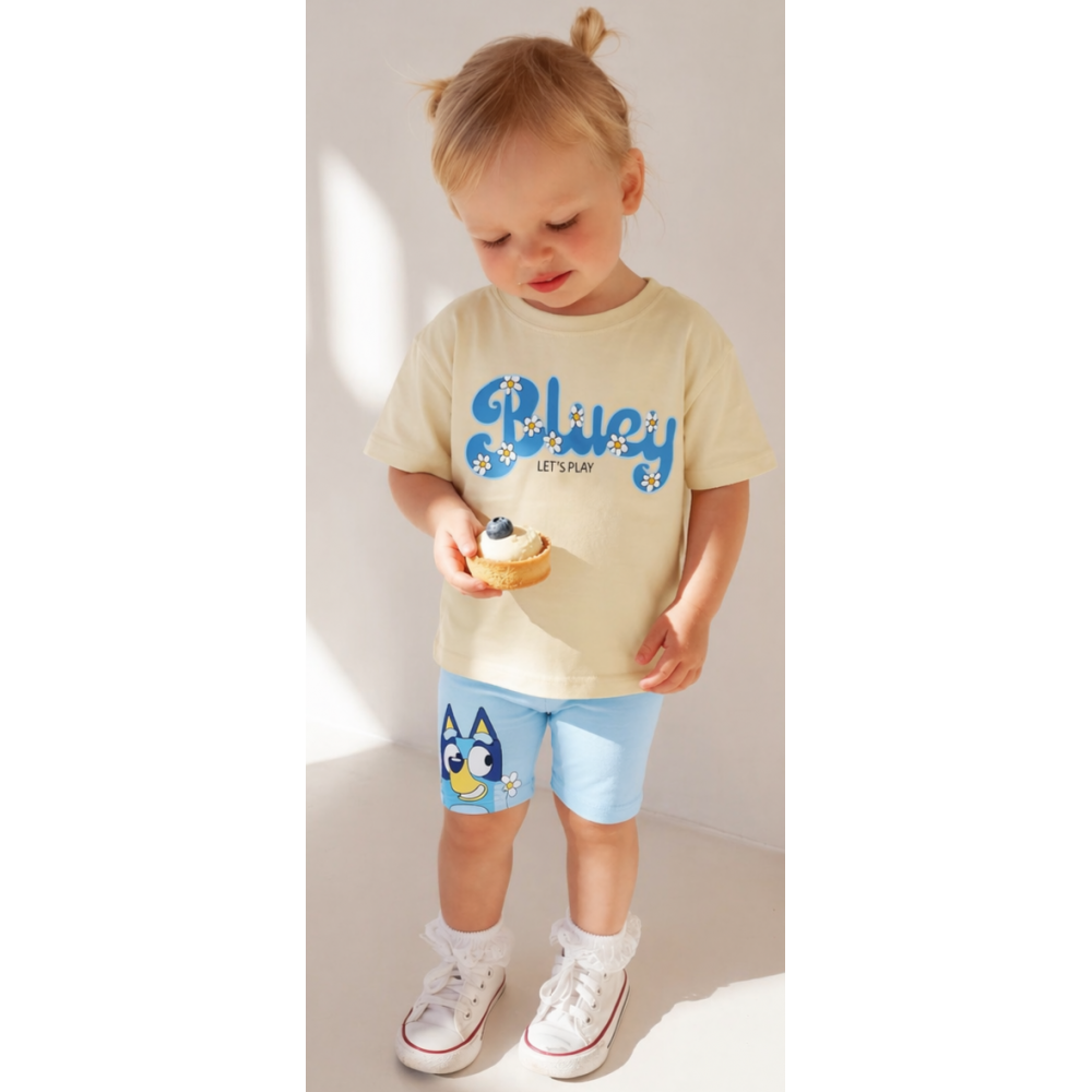 Καλοκαιρινό Παιδικό Σετ Κορίτσι Bluey Μπλούζα & Κολάν Σορτς 2-8 Ετών