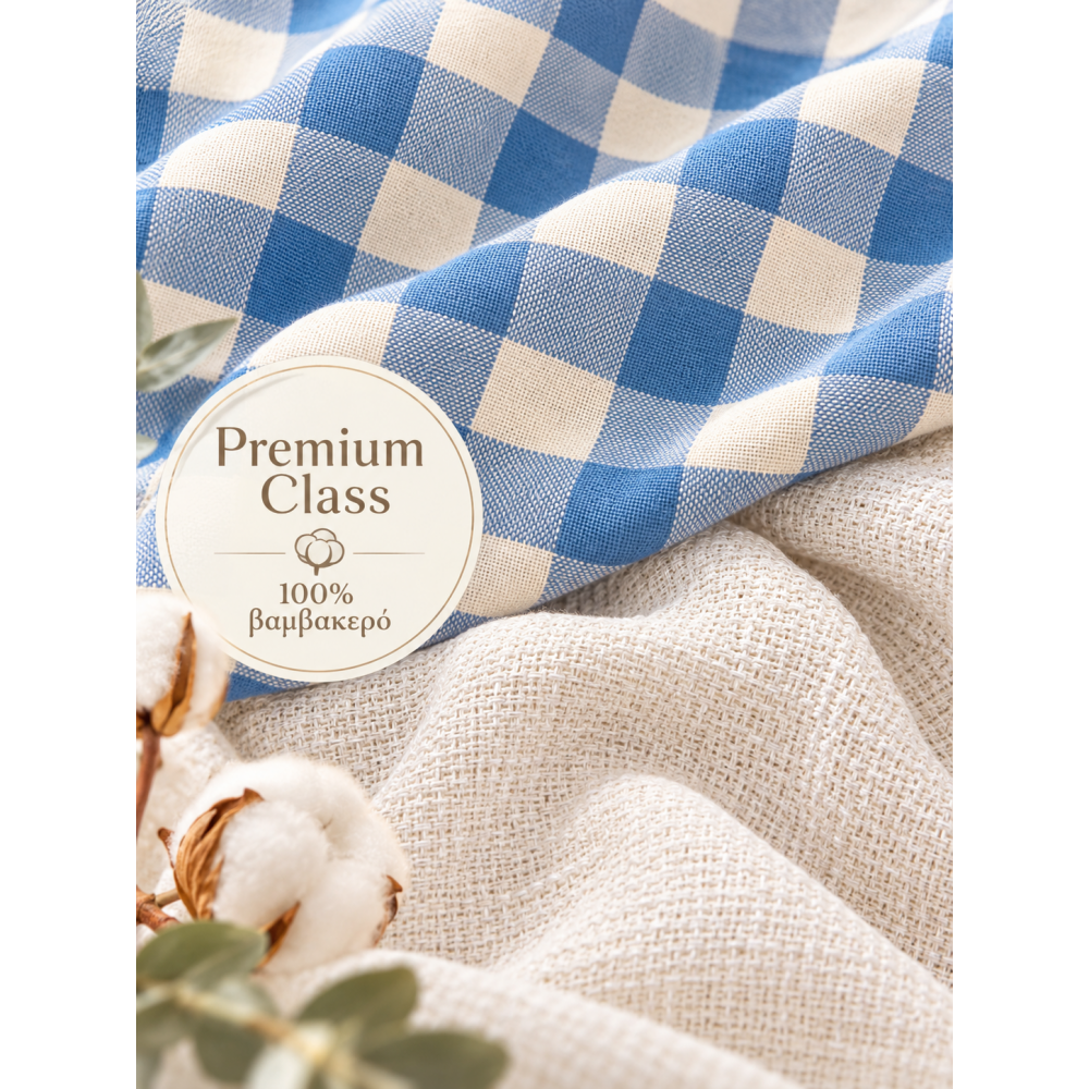 Premium class  Βρεφικό Σετ Αγοριού Blue Check 100% Βαμβάκι – 6-36 