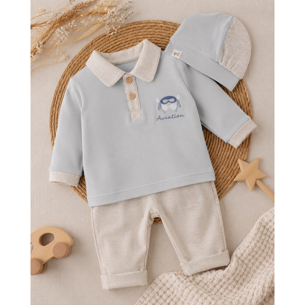 Βρεφικό Σετ Αγόρι 3 Τεμαχίων Soft Blue Bear
