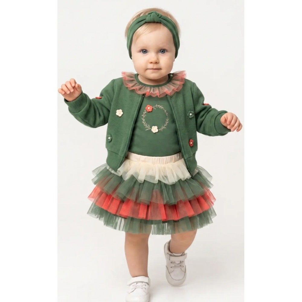 Βρεφικό Σετ 4 Τεμαχίων Little Blossom Πράσινο 9–24 Μηνών